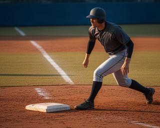 走者として塁上でリードを取る藤田亮平選手