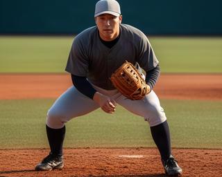 内野守備でグラブを構える中村翔太選手